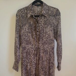 All Saints Animal Print Long Sleeve Dress
